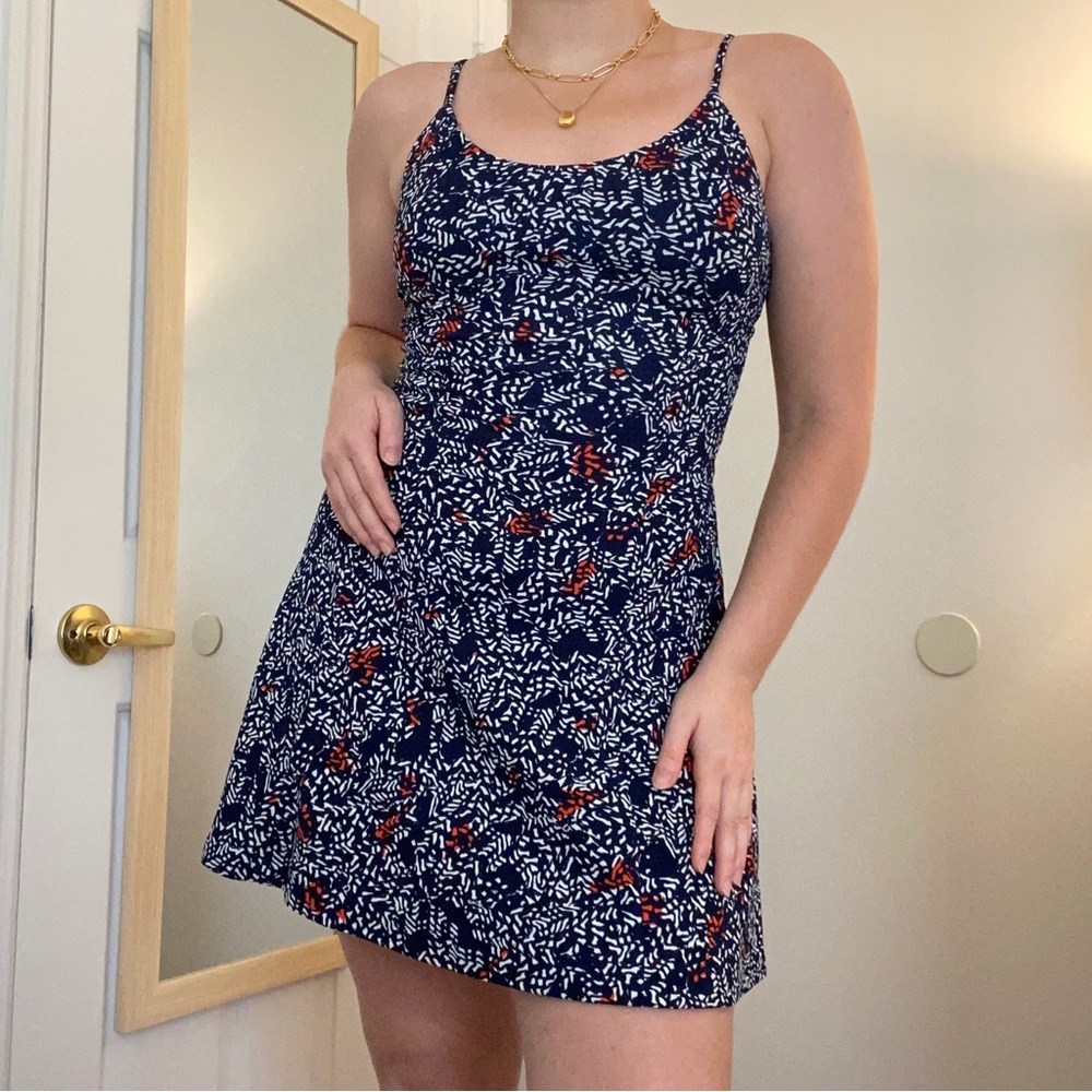 Aqua Blue Abstract Patterned Mini Dress